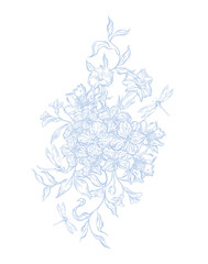 Elegant wedding bouquet with flowers abd leaves. Illustration