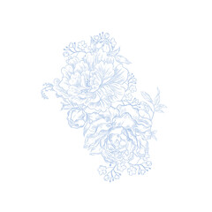Elegant wedding bouquet with flowers abd leaves. Illustration