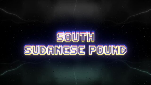 South Sudanese Pound Neon text with retro background