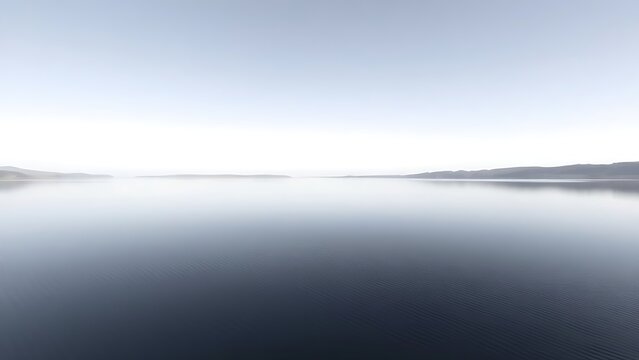 mistreat. A perfectly flat lake mirroring the sky with a seamless horizon. travel magazines, destination branding, designed for outdoor magazines and nature guides and travel destination branding.