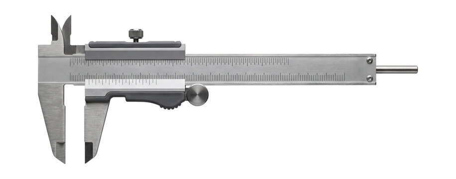Vernier caliper with a dual-scale for metric and imperial readings.