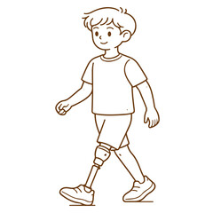 Fototapeta premium man with a prosthesis is walking vector icon illustration on a white background Vector illustration on a white background