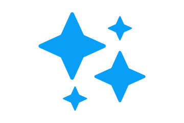 Obraz premium Assorted Blue Four Pointed Stars in a Dynamic Cluster for Creative Layouts isolated on transparent background sparkle twinkle stardust magic light