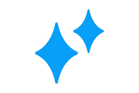 Pair of Blue Four Pointed Sparkle Stars for Magical and Clean Aesthetics isolated on transparent background twinkle shine glow duo stardust
