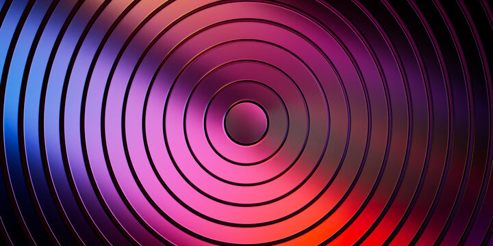 Clean abstract 3D render showcasing a minimalist geometric background with metallic texture illuminated by purple color and ribbed glass wallpaper