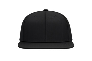 Fototapeta premium Black baseball snapback cap mockup, blank flat bill hat for branding, design, and apparel presentation, transparent background