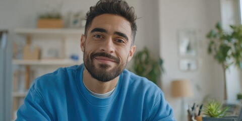 Smiling young man at home