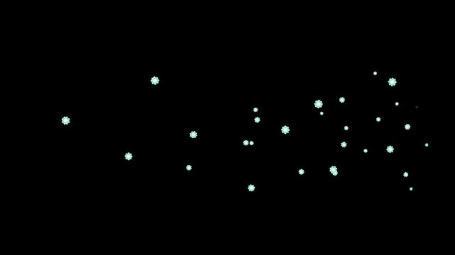 Group of Green Pastel Flowers Flowing Across Screen Animation on Black Background, Spring Floral Overlay, Loopable 2D Flower Icons Wave, Green Flowers, Pastel Flowers, Spring, Floral, Blossoms