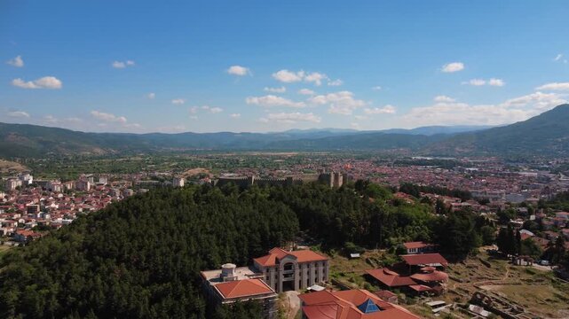 Samuel's Fortress, whit a background of Ohrid. From the sky