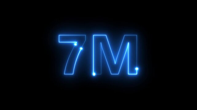 A striking digital rendering showcases the letters 7m illuminated with a vibrant electric blue neon glow against a black background high quality professional detailed modern elegant