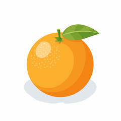 Fototapeta premium Apetyczna, pomarańczowa pomarańcza z zielonym listkiem