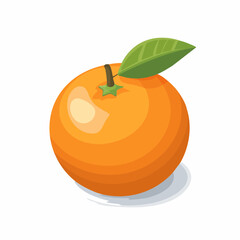 Fototapeta premium Apetyczna, pomarańczowa pomarańcza z zielonym listkiem