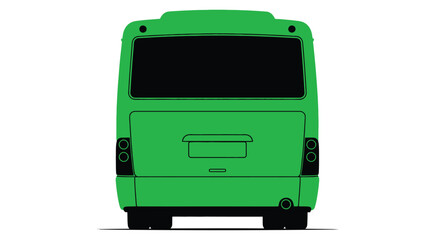 Rear view of a bright green bus in flat style silhouette © MALA