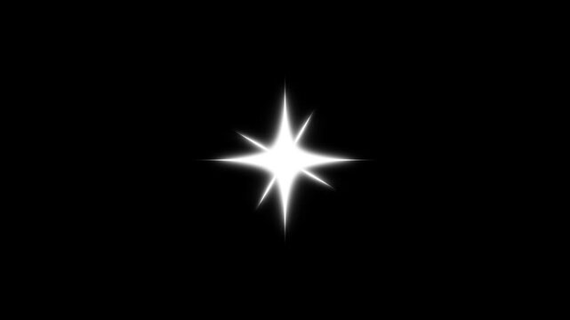 4K twinkling star sparkle animation featuring shiny glowing stars, glitter burst effects, fairy dust light trails, flat vector doodle blinking stars, festive magic overlay on black screen background