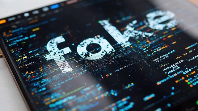 Closeup of digital screen with colorful data