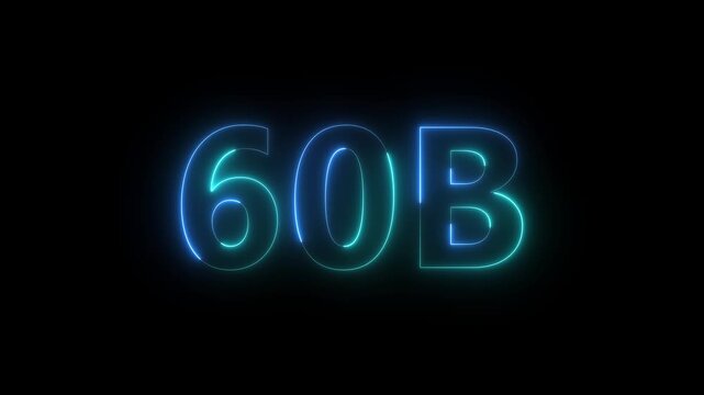 A vibrant glowing neon sign displays the characters 60b in a bold futuristic font against a stark black background high quality professional detailed modern elegant stylish