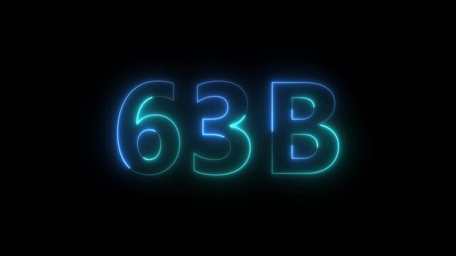 A vibrant neon blue rendering of the numbers 633b illuminates against a stark completely black background creating high contrast high quality professional detailed modern elegant stylish