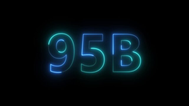 A striking image displays the alphanumeric code 95B illuminated with a vibrant electric blue neon glow against a black backdrop high quality professional detailed modern elegant