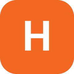 Fototapeta premium H Letter Icon in Rounded Square, Orange Flat Vector