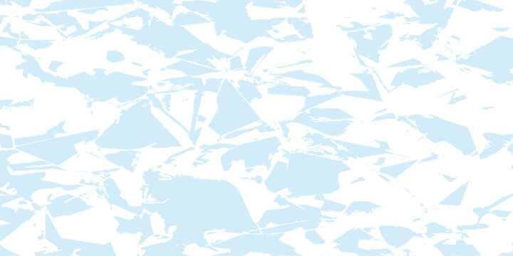 Seamless vector illustration of an abstract floral design featuring blue ice flowers and winter leaves against a snowy sky background for nature wallpaper texture