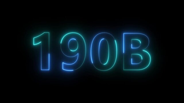 A striking digital rendering showcases the alphanumeric code 190B illuminated with vibrant glowing cyan neon light against a black backdrop high quality professional detailed modern elegant