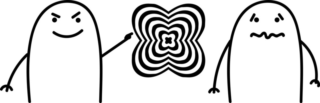 Minimalist doodle hypnotist putting person in trance