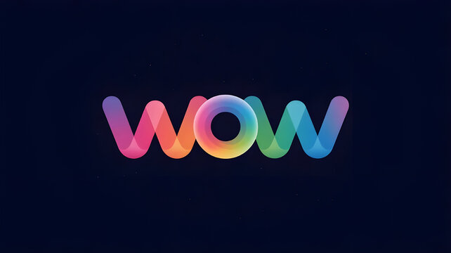 wow text colorful background with technology and communication elements