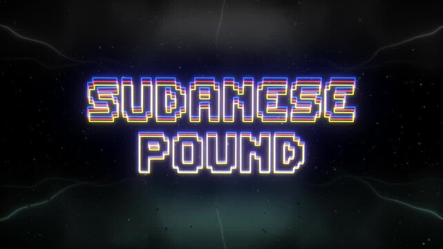 Sudanese Pound Neon text with retro background