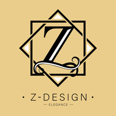 Logo, capital letter Z. There is a botanical monogram in two squares - Z. with organic plant elements. Vector design. beauty salon. for a tattoo studio.