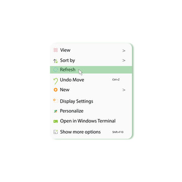 Desktop Right Click Context Menu Interface Refresh and System Options UI.