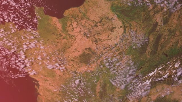 Paris and France Zoom Out. Sunset. Europe From Space. Planet Earth. Globe