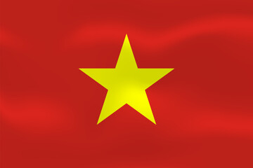 Vietnam flag with wavy silk effect. Vector flag symbolizing national pride, identity, heritage, patriotism and authority