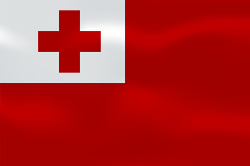 Obraz premium Tonga flag with wavy silk effect. Vector flag symbolizing national pride, identity, heritage, patriotism and authority