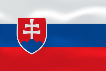 Fototapeta premium Slovakia flag with wavy silk effect. Vector flag symbolizing national pride, identity, heritage, patriotism and authority