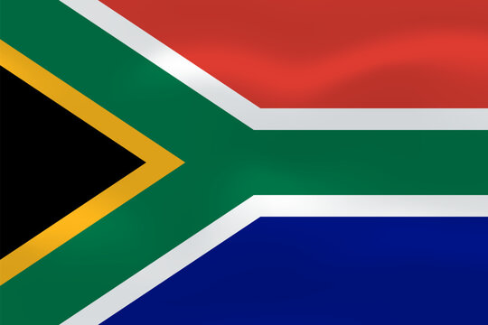 South Africa flag with wavy silk effect. Vector flag symbolizing national pride, identity, heritage, patriotism and authority