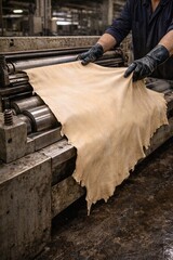 Industrial textile washing machine processing fabric