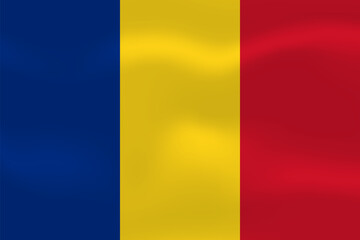 Fototapeta premium Romania flag with wavy silk effect. Vector flag symbolizing national pride, identity, heritage, patriotism and authority