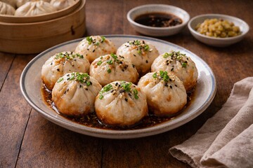 Braised dumplings in savory soy sauce (takoyaki)