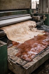 Industrial machine washing fabric with water flow