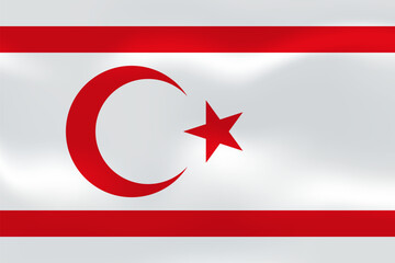 Obraz premium Northern Cyprus flag with wavy silk effect. Vector flag symbolizing national pride, identity, heritage, patriotism and authority