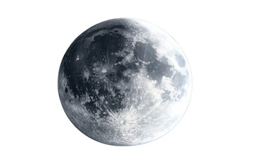 Naklejka premium Full moon against a transparent background showing detailed lunar surface with craters and illuminating space