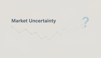Fototapeta premium Finance concept image showing the words ‘Market Uncertainty’ with a dotted line graph that fades and changes direction, ending near a subtle question mark icon