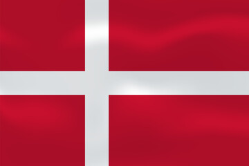 Fototapeta premium Denmark flag with wavy silk effect. Vector flag symbolizing national pride, identity, heritage, patriotism and authority