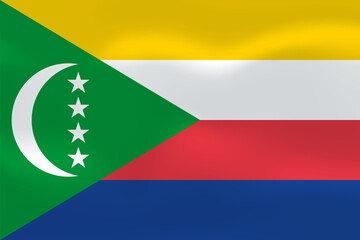 Comoros flag with wavy silk effect. Vector flag symbolizing national pride, identity, heritage, patriotism and authority