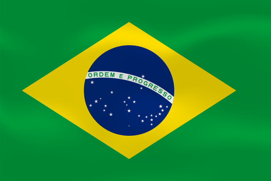 Brazil flag with wavy silk effect. Vector flag symbolizing national pride, identity, heritage, patriotism and authority