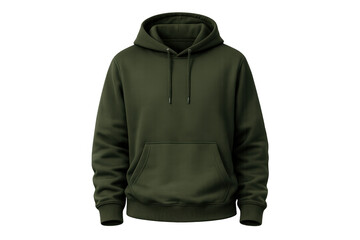 Naklejka premium Olive green men's pullover hoodie mockup presenting blank apparel for design template, casual fashion, and streetwear branding