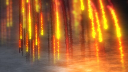 Abstract bright meteors burning falling from the sky, meteorites falling with fire and smoke abstract background © Bolbik