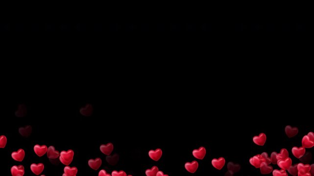 Seamless falling red hearts overlay video with alpha transparency
