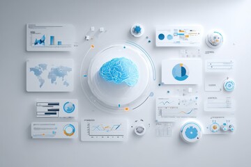 Artificial intelligence background with smart automation interface and data processing visuals, clean neutral design.