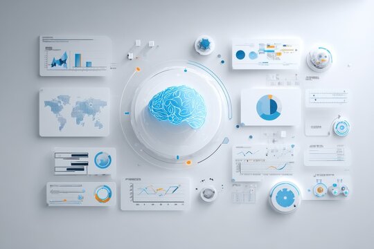 Artificial intelligence background with smart automation interface and data processing visuals, clean neutral design.